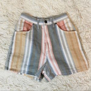 Pink & grey high waisted striped shorts